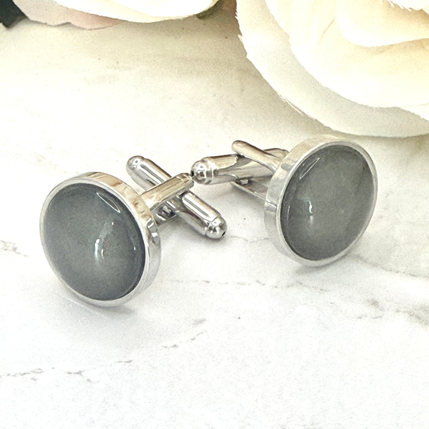 Tin 10th Anniversary Cufflinks Handmade-Cufflinks-Handmadeanniversary-Handmade Anniversary