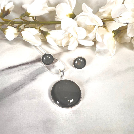 Tin 10th Anniversary Pendant & Earrings Jewellery Set Handmade-Pendant & Earrings-Handmadeanniversary-Handmade Anniversary