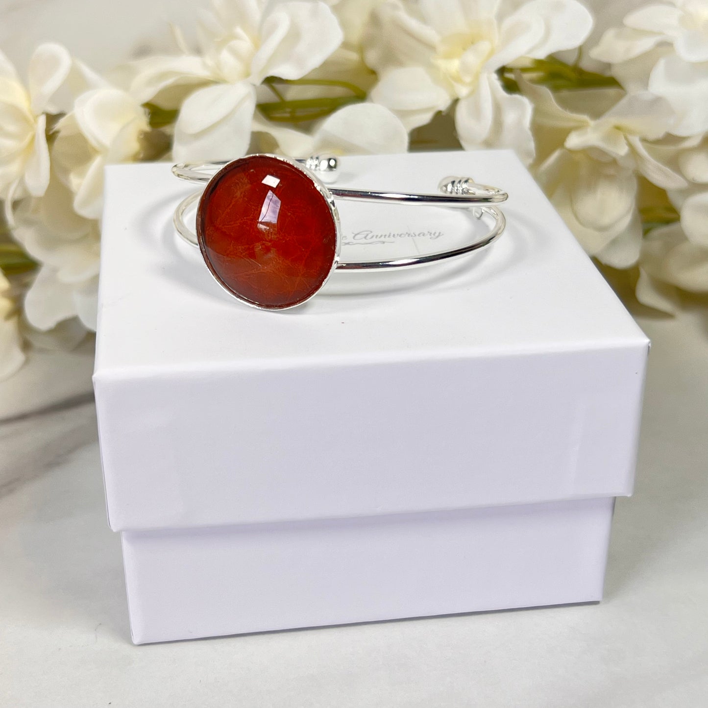 Vegan Leather Anniversary Bangle Bracelet Handmade-Bangle-Handmadeanniversary-Handmade Anniversary