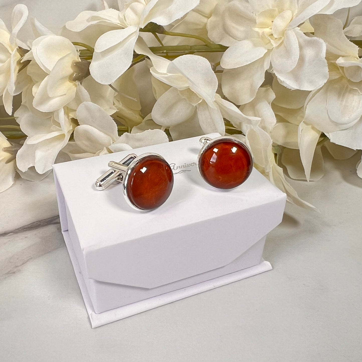 Vegan Leather Anniversary Cufflinks & Key Ring Gift Set Handmade-Cufflinks-Handmadeanniversary-Handmade Anniversary