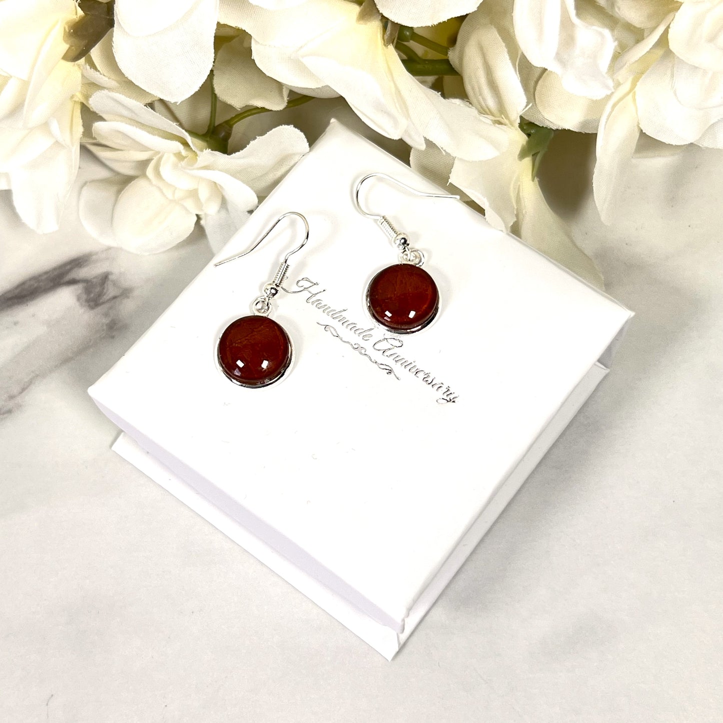 Vegan Leather Anniversary Drop Earrings Handmade-Earrings-Handmadeanniversary-Handmade Anniversary