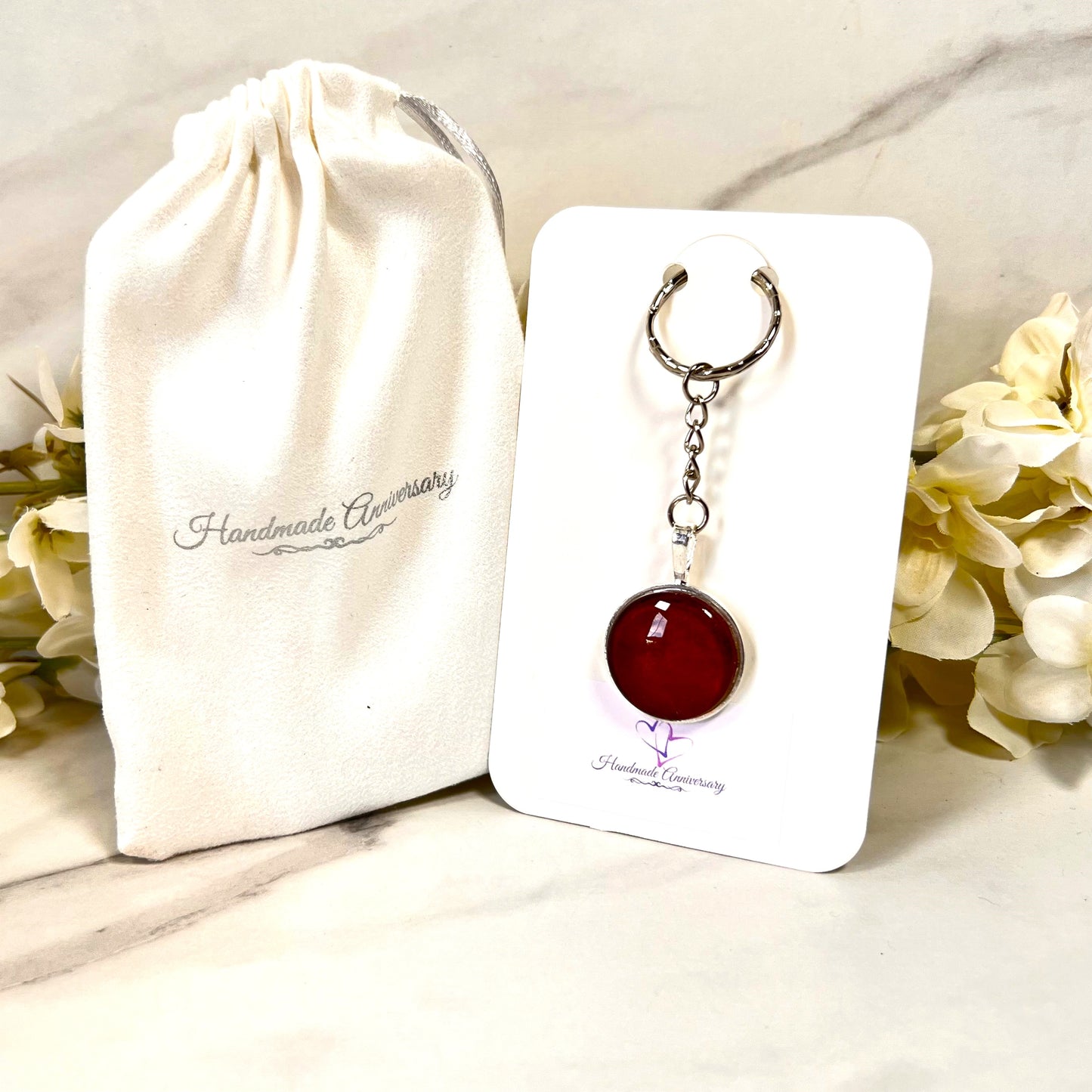 Vegan Leather Anniversary Keyring Handmade-Keyring-Handmadeanniversary-Handmade Anniversary