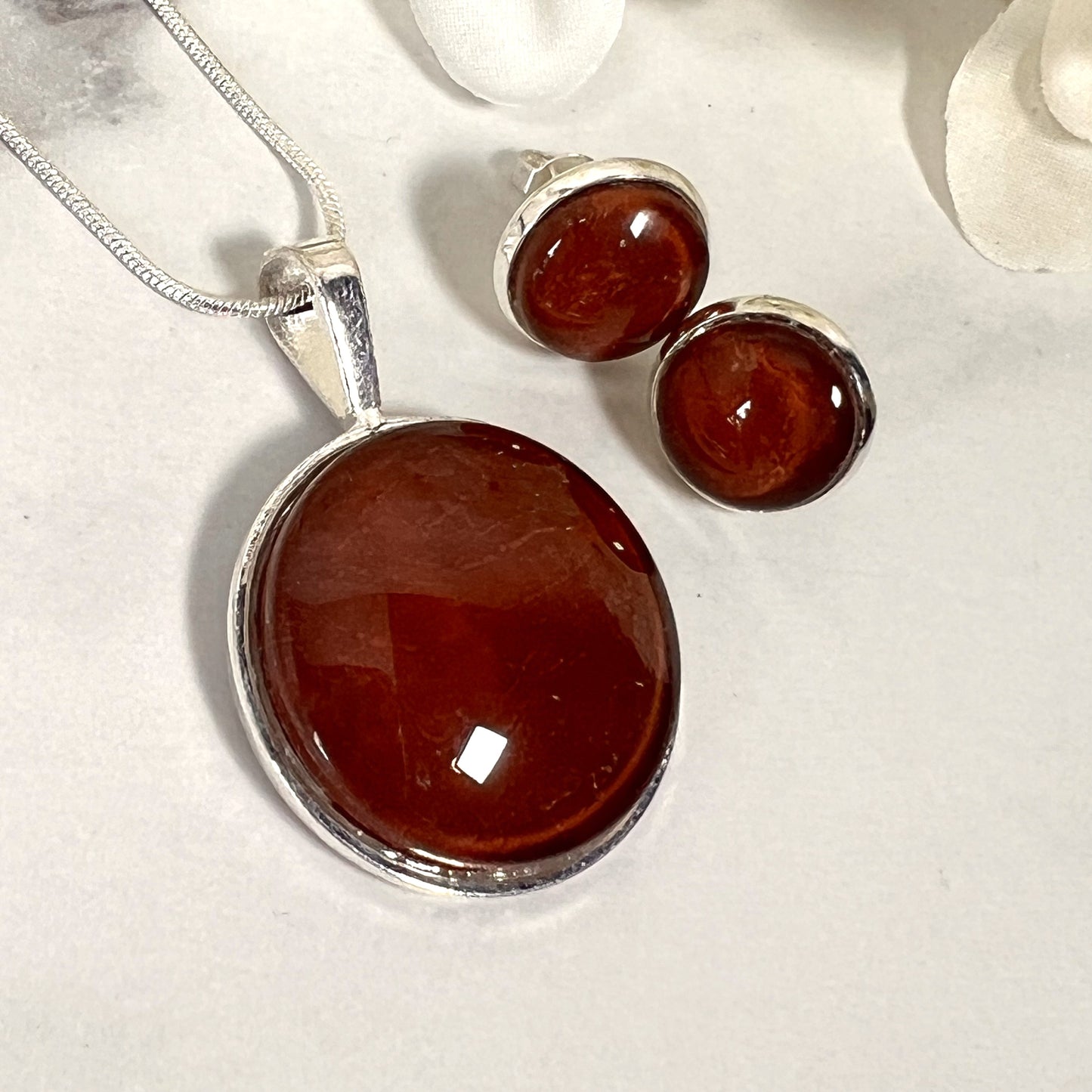 Vegan Leather Anniversary Pendant, Stud Earrings & Bangle Jewellery Set Handmade-Pendant & Earrings-Handmadeanniversary-Handmade Anniversary