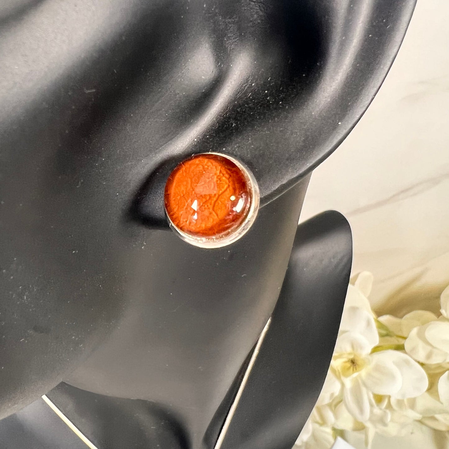 Vegan Leather Anniversary Stud Earrings Handmade-Earrings-Handmadeanniversary-Handmade Anniversary