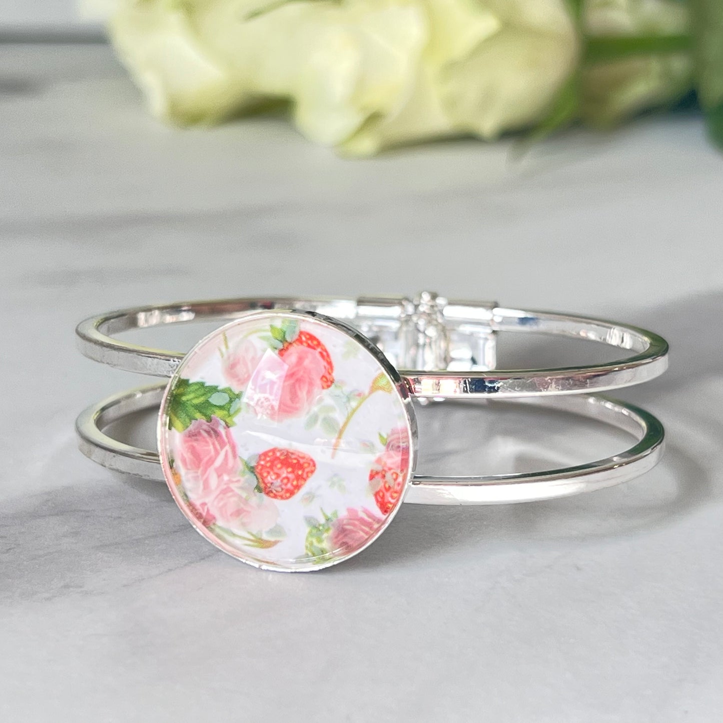 Fruit & Flower 4th Anniversary Bangle Bracelet Handmade-Bangle-Handmadeanniversary-Handmade Anniversary