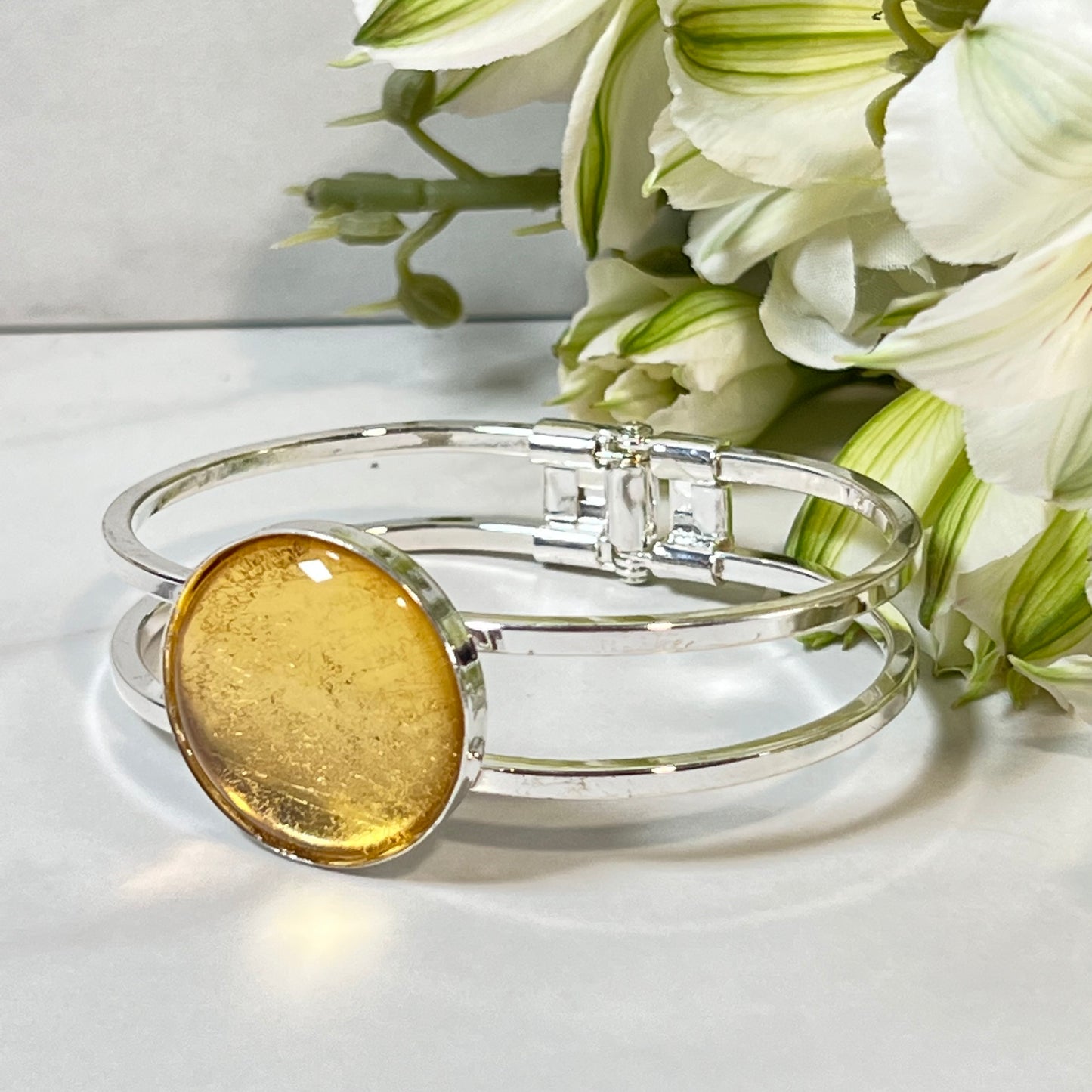 Gold 50th Anniversary Bangle Bracelet Handmade-Bangle-Handmadeanniversary-Handmade Anniversary