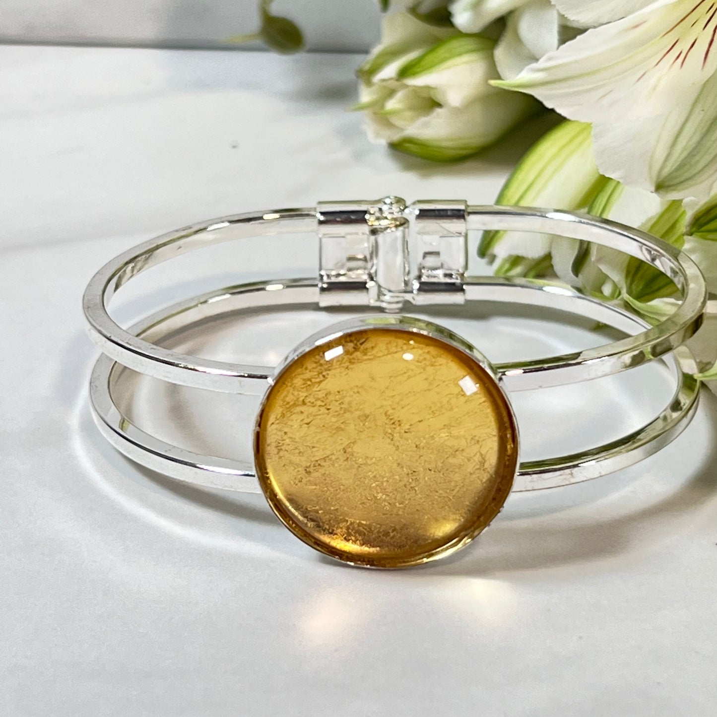 Gold 50th Anniversary Bangle Bracelet Handmade-Bangle-Handmadeanniversary-Handmade Anniversary