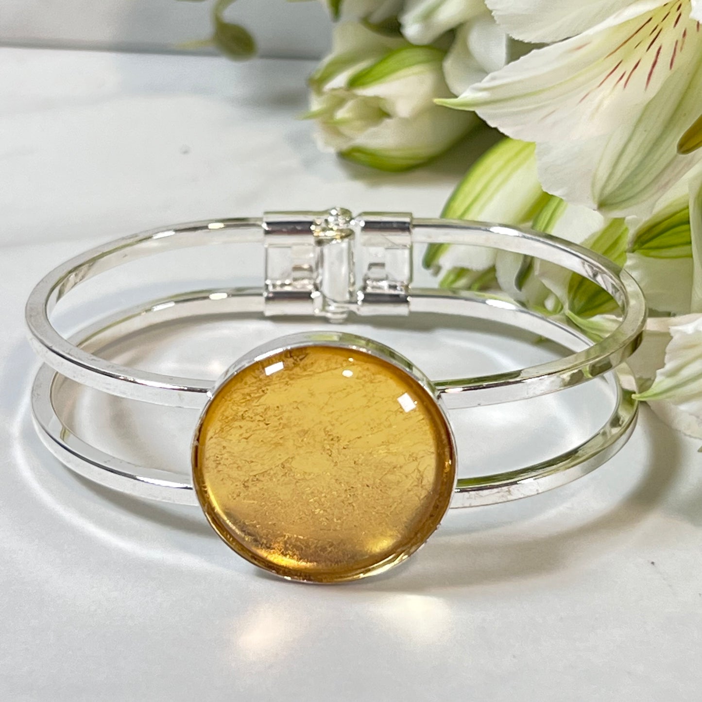 Gold 50th Anniversary Bangle Bracelet Handmade-Bangle-Handmadeanniversary-Handmade Anniversary