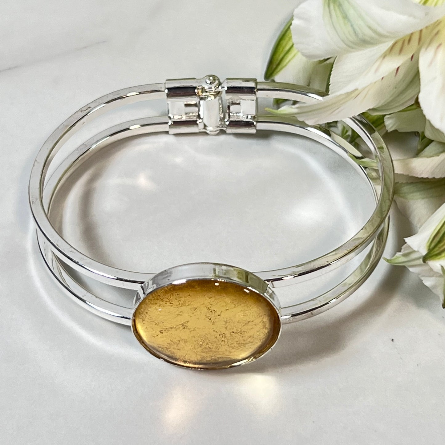 Gold 50th Anniversary Bangle Bracelet Handmade-Bangle-Handmadeanniversary-Handmade Anniversary