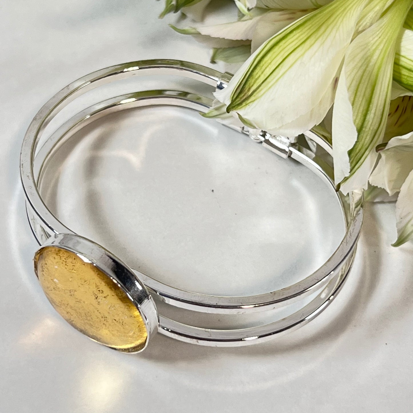 Gold 50th Anniversary Bangle Bracelet Handmade-Bangle-Handmadeanniversary-Handmade Anniversary