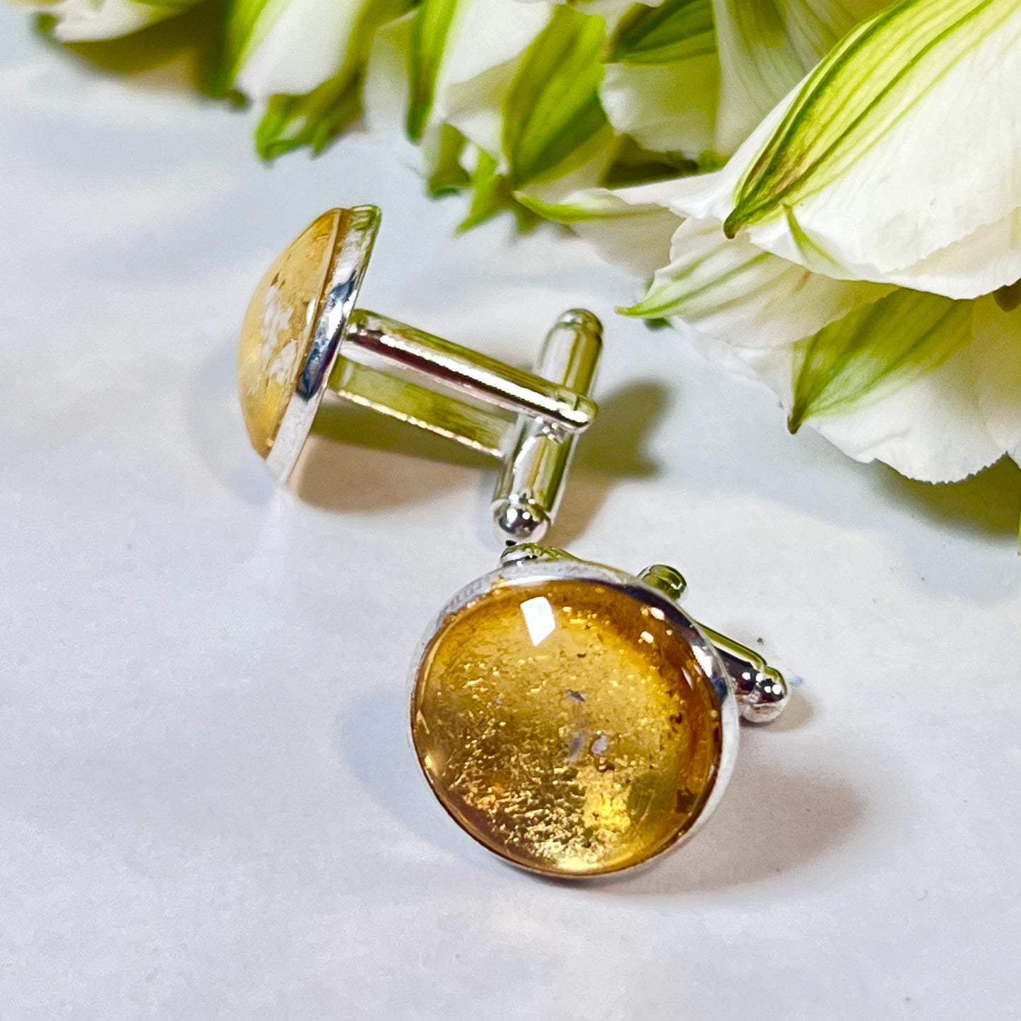 Gold 50th Anniversary Cufflinks Handmade-Cufflinks-Handmadeanniversary-Handmade Anniversary