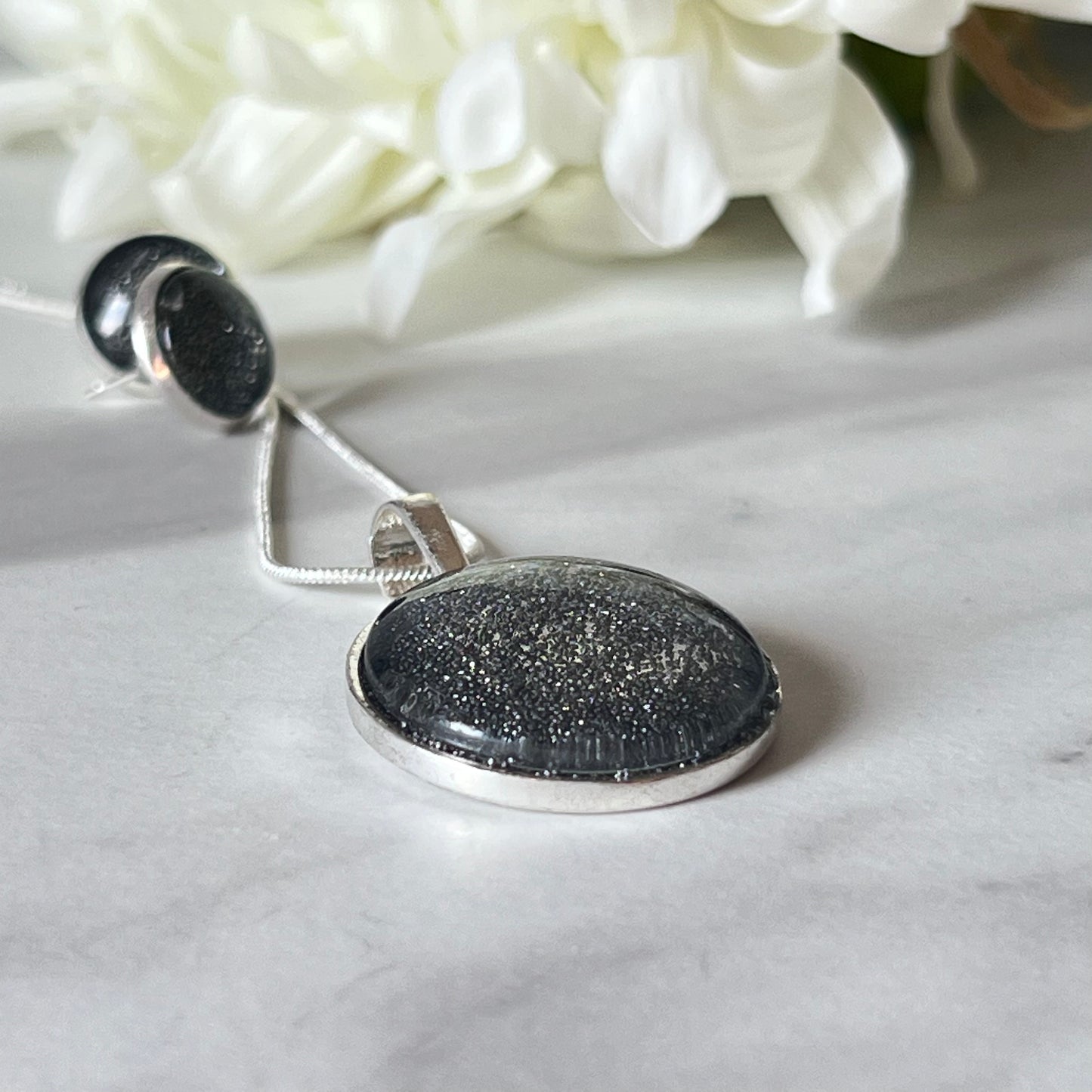 Iron 6th Anniversary Pendant & Earrings Silver Plated Jewellery Set Handmade-Pendant & Earrings-Handmadeanniversary-Handmade Anniversary