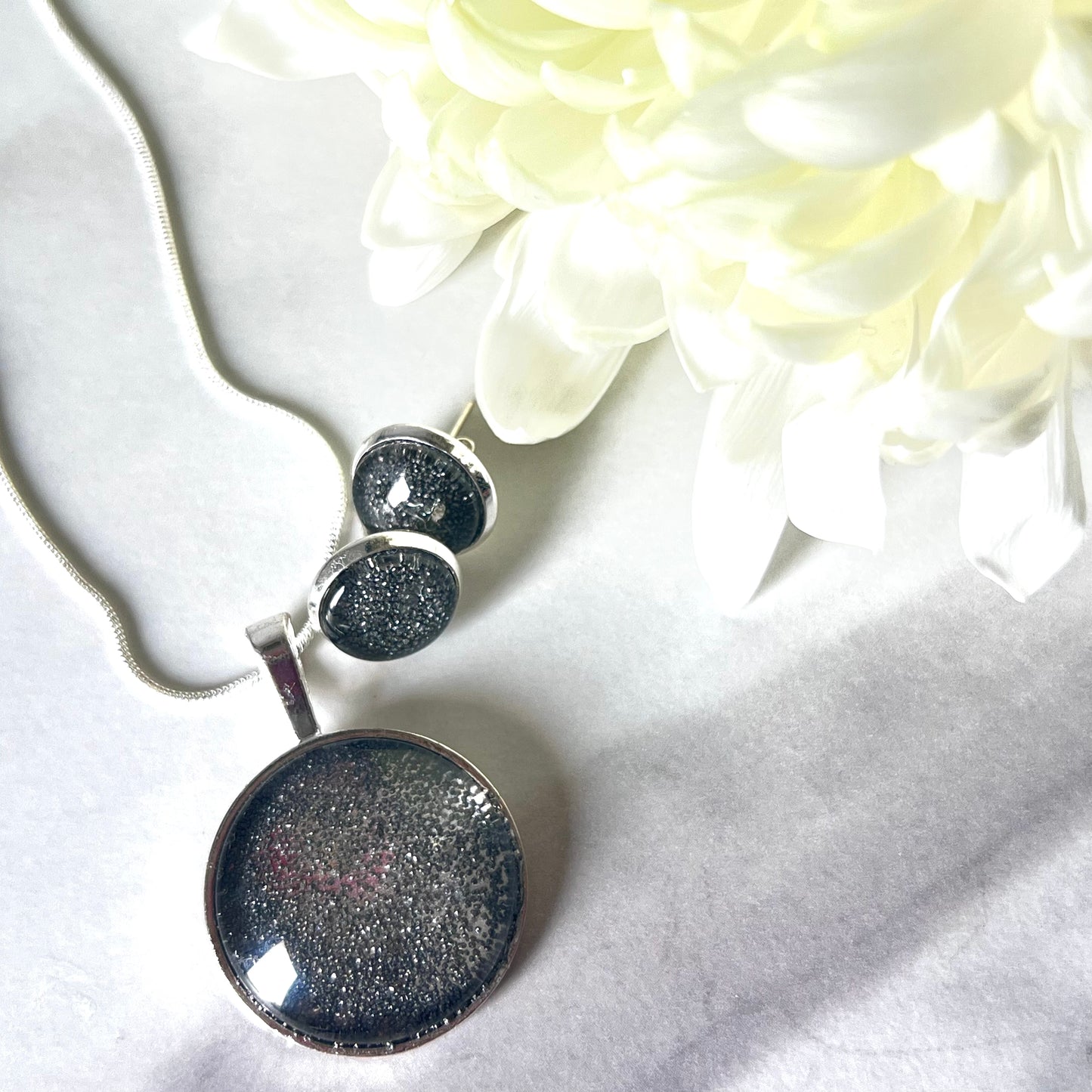 Iron 6th Anniversary Pendant & Earrings Silver Plated Jewellery Set Handmade-Pendant & Earrings-Handmadeanniversary-Handmade Anniversary