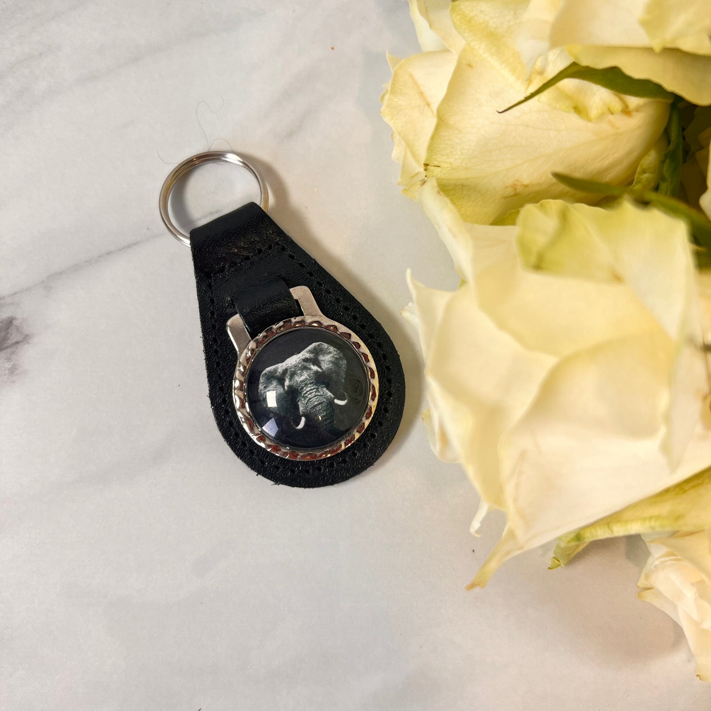 Ivory 14th Anniversary Leather Key Fob Handmade-Keyring-Handmadeanniversary-Handmade Anniversary