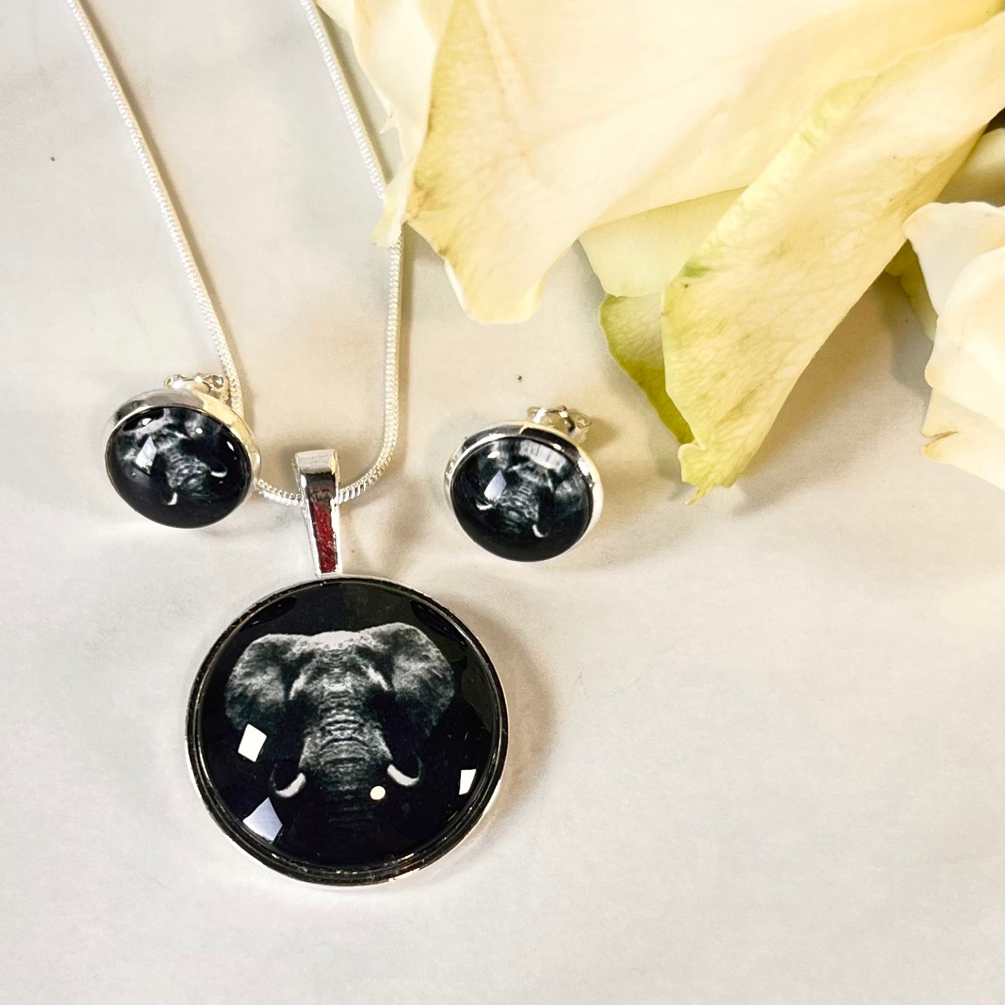 Ivory 14th Anniversary Pendant & Earrings Jewellery Set Handmade-Pendant & Earrings-Handmadeanniversary-Handmade Anniversary