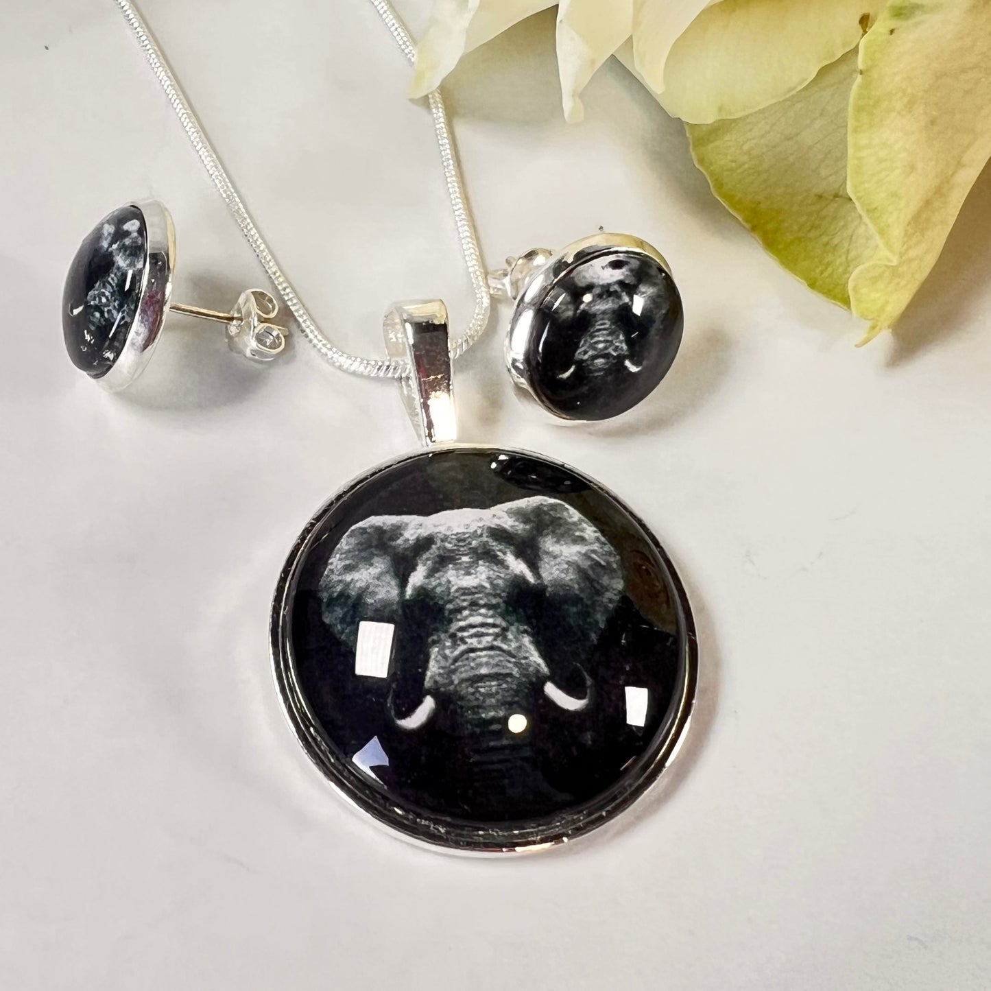 Ivory 14th Anniversary Pendant & Earrings Jewellery Set Handmade-Pendant & Earrings-Handmadeanniversary-Handmade Anniversary