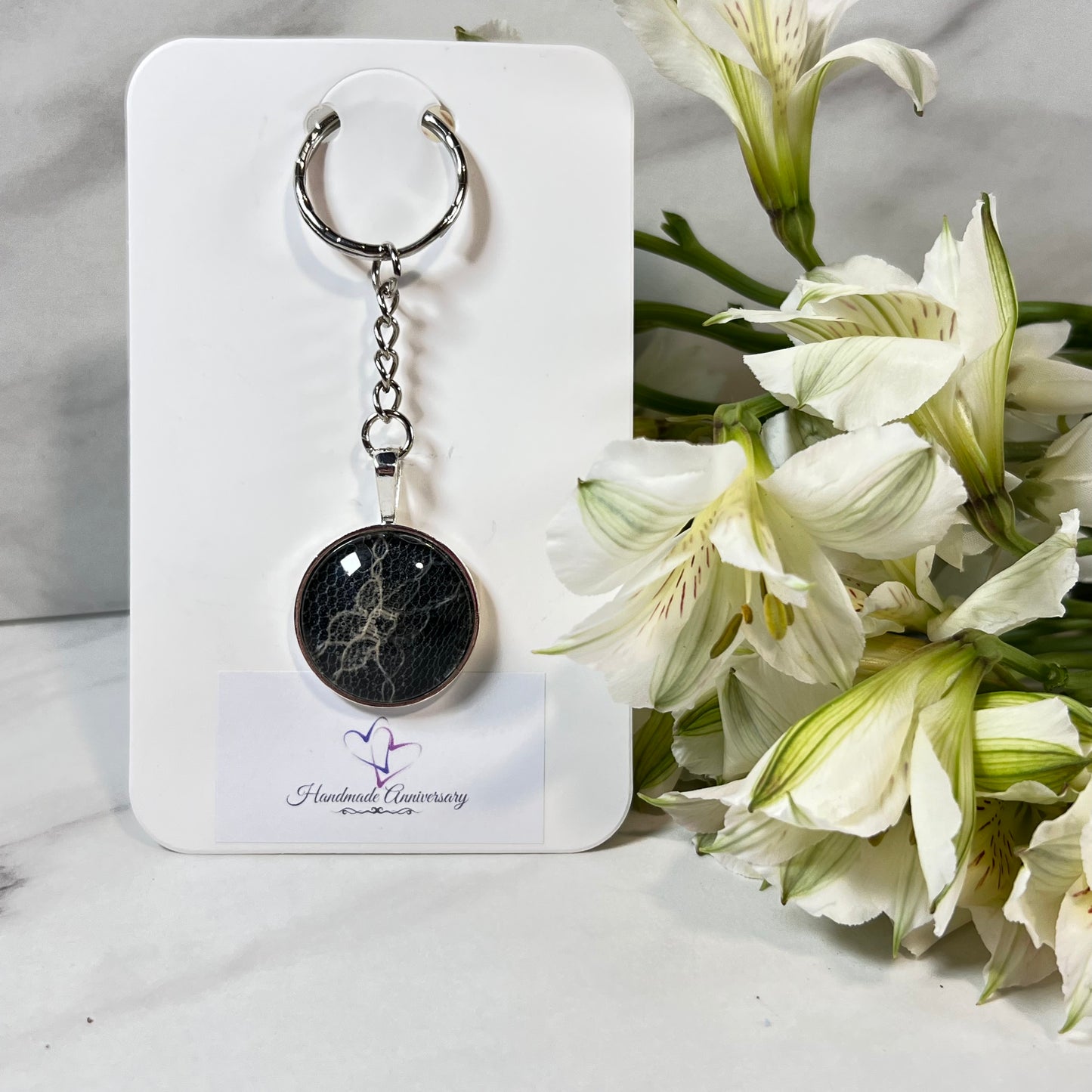 Lace 13th Anniversary Keyring Handmade-Keyring-Handmadeanniversary-Handmade Anniversary