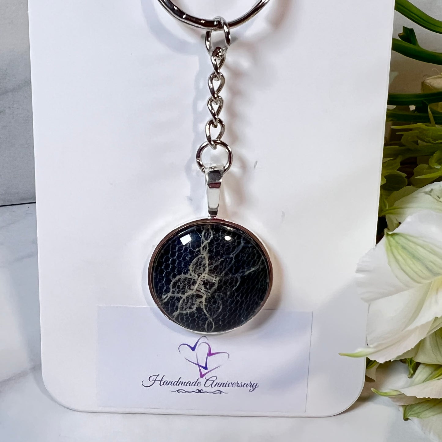 Lace 13th Anniversary Keyring Handmade-Keyring-Handmadeanniversary-Handmade Anniversary