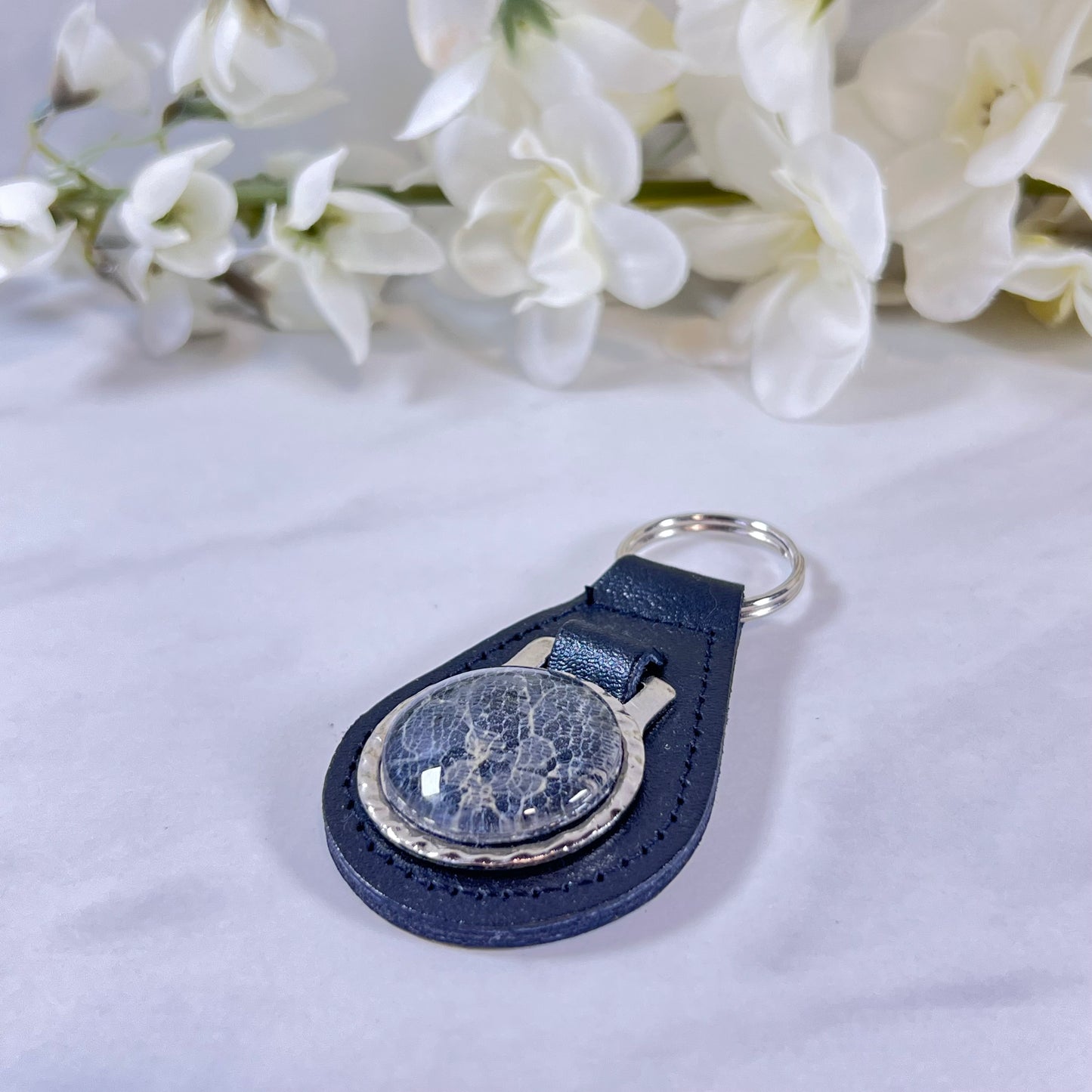 Lace 13th Anniversary Leather Key Fob Handmade-Keyring-Handmadeanniversary-Handmade Anniversary