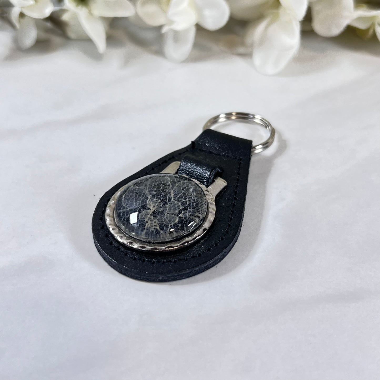 Lace 13th Anniversary Leather Key Fob Handmade-Keyring-Handmadeanniversary-Handmade Anniversary
