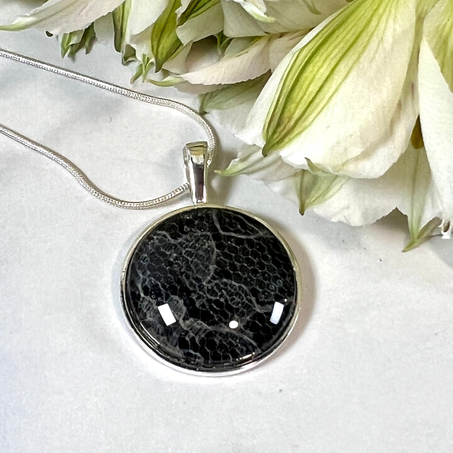 Lace 13th Anniversary Pendant & Earrings Jewellery Set Handmade-Pendant & Earrings-Handmadeanniversary-Handmade Anniversary