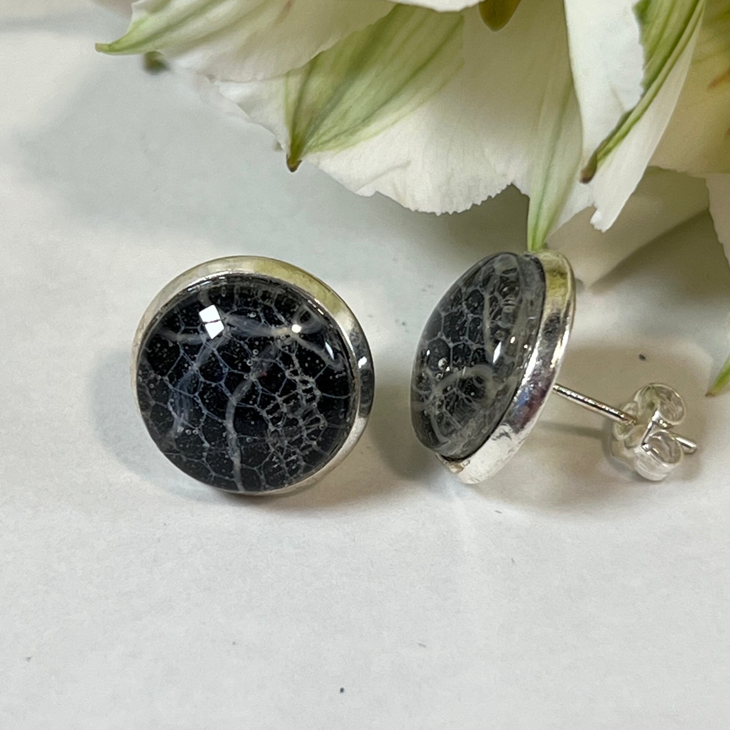 Lace 13th Anniversary Stud Earrings Handmade-Earrings-Handmadeanniversary-Handmade Anniversary