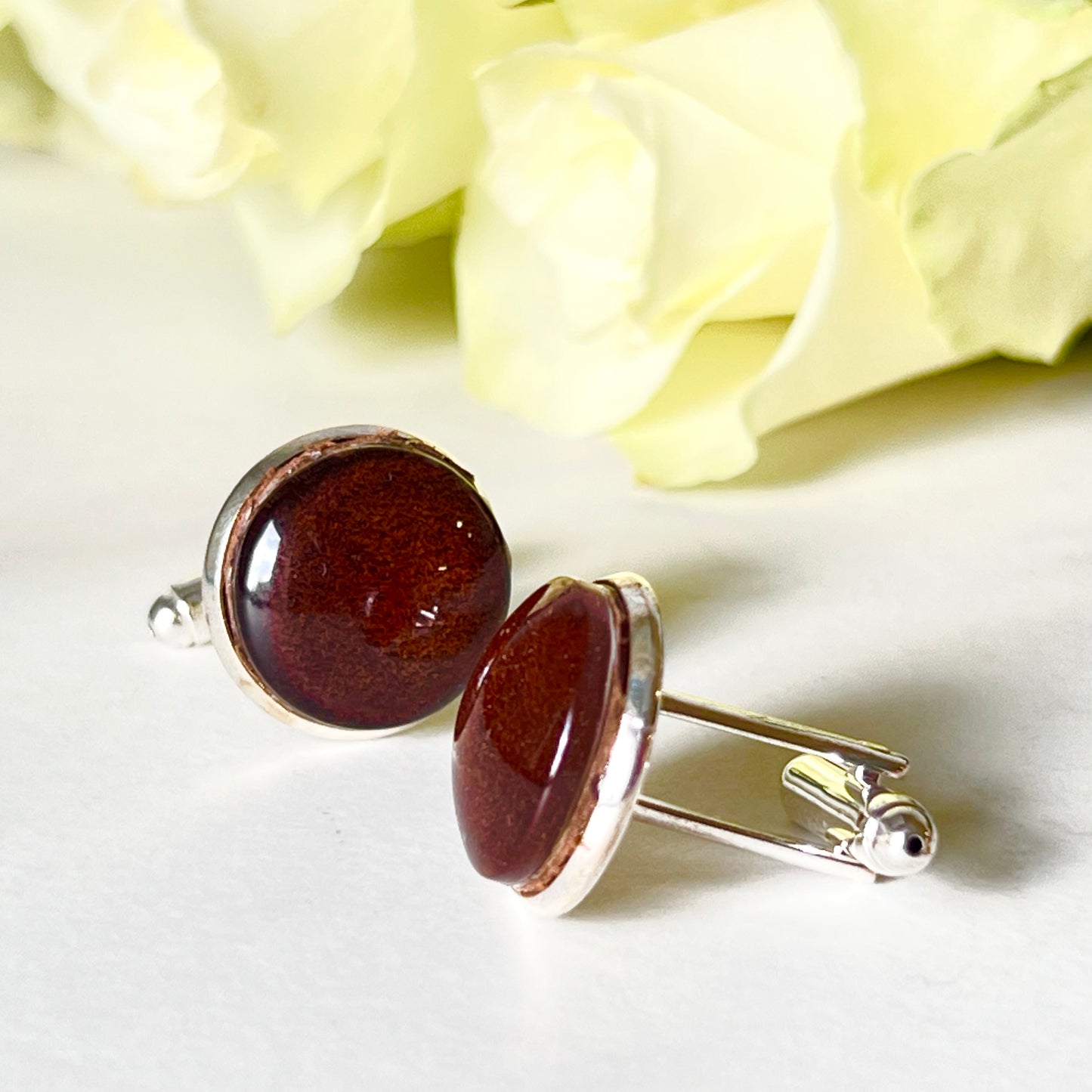 Leather 3rd Anniversary Cufflinks Handmade-Cufflinks-Handmadeanniversary-Handmade Anniversary