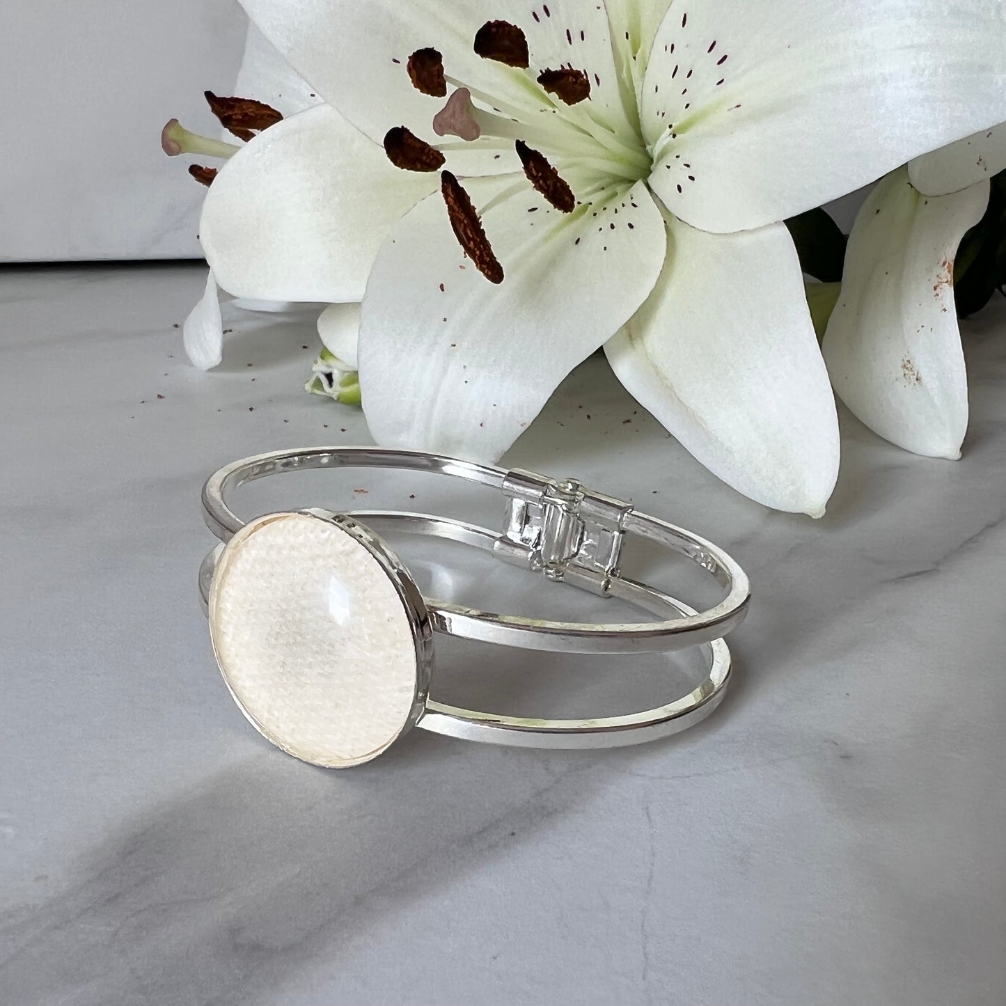 Linen 8th Anniversary Bangle Bracelet Handmade-Bangle-Handmadeanniversary-Handmade Anniversary