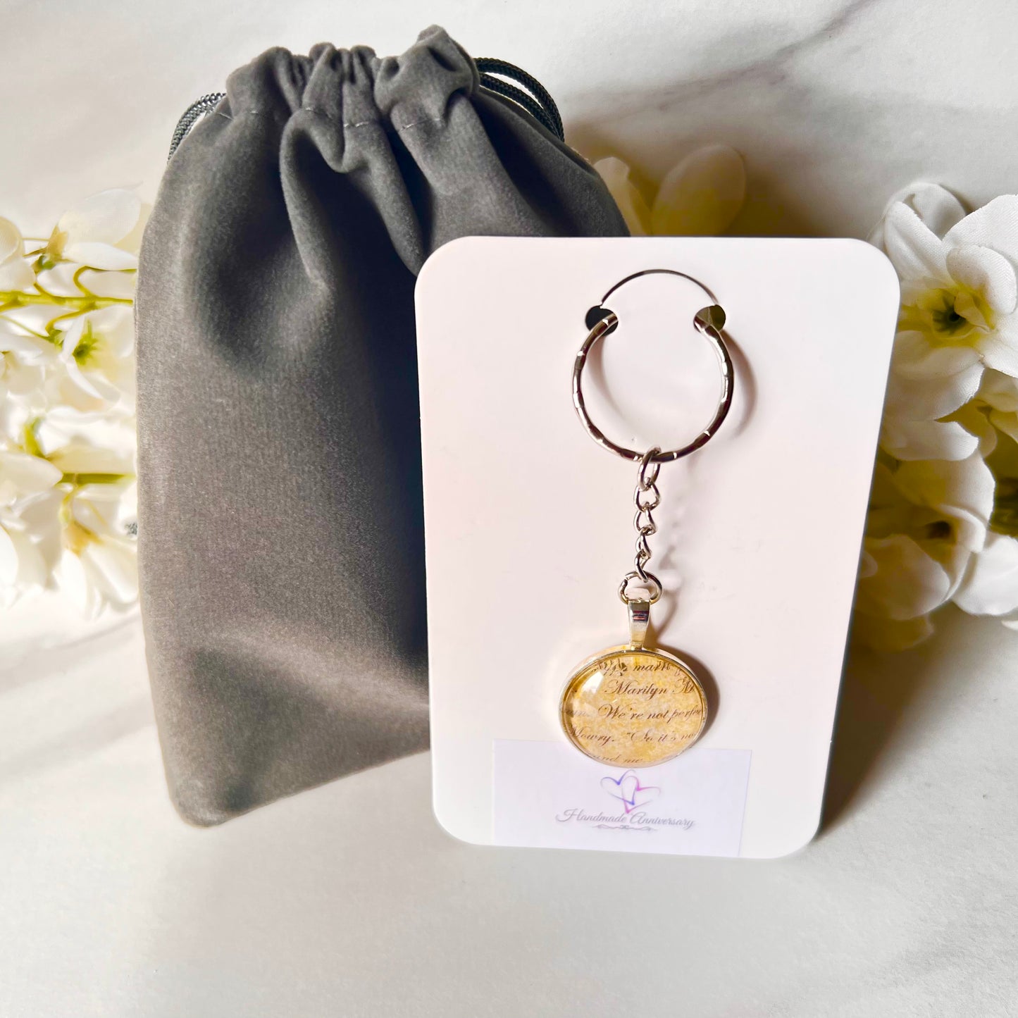 Paper 1st Anniversary Keyring Handmade-Keyring-Handmadeanniversary-Handmade Anniversary
