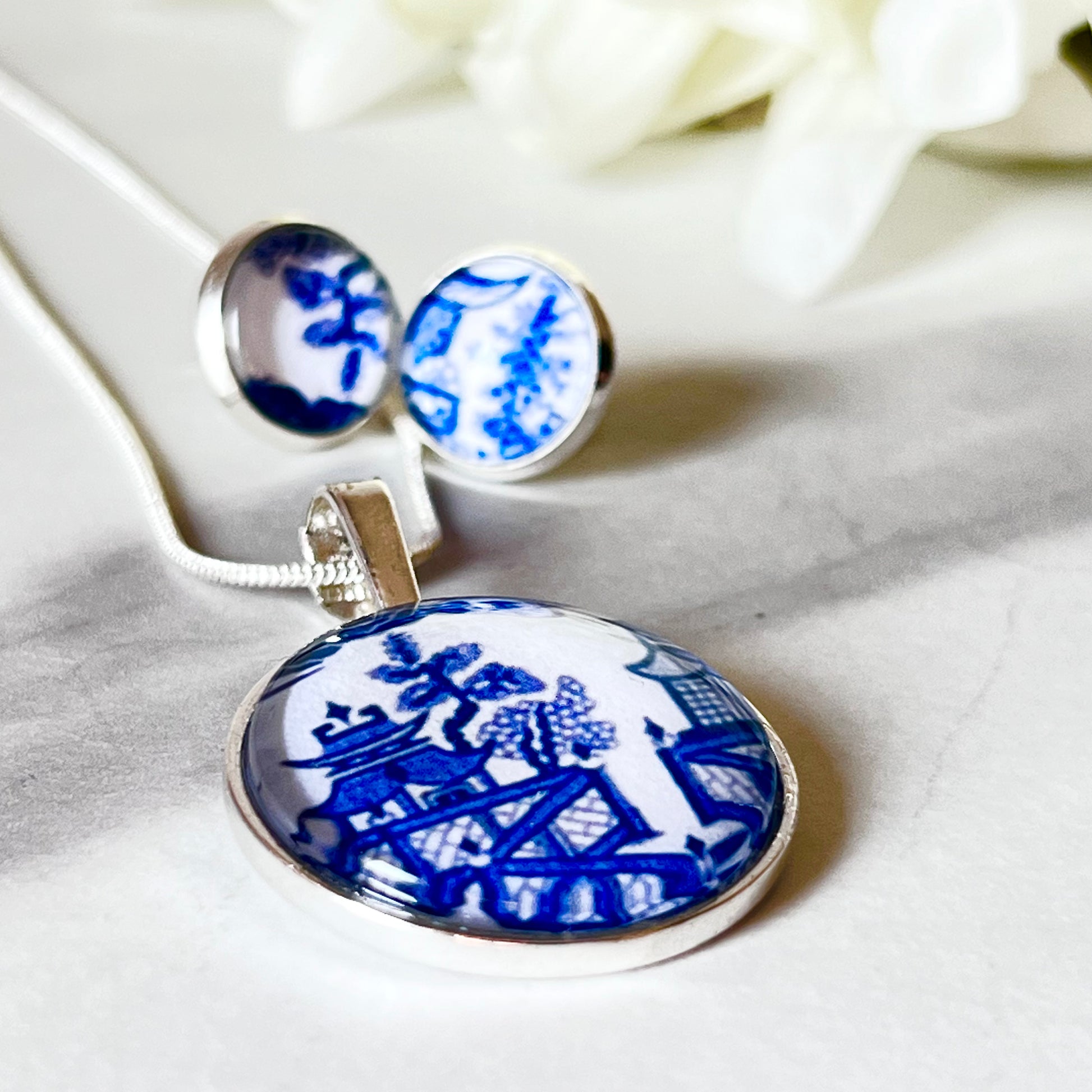 Willow 9th Anniversary Pendant & Earrings Jewellery Set Handmade-Pendant & Earrings-Handmadeanniversary-Handmade Anniversary