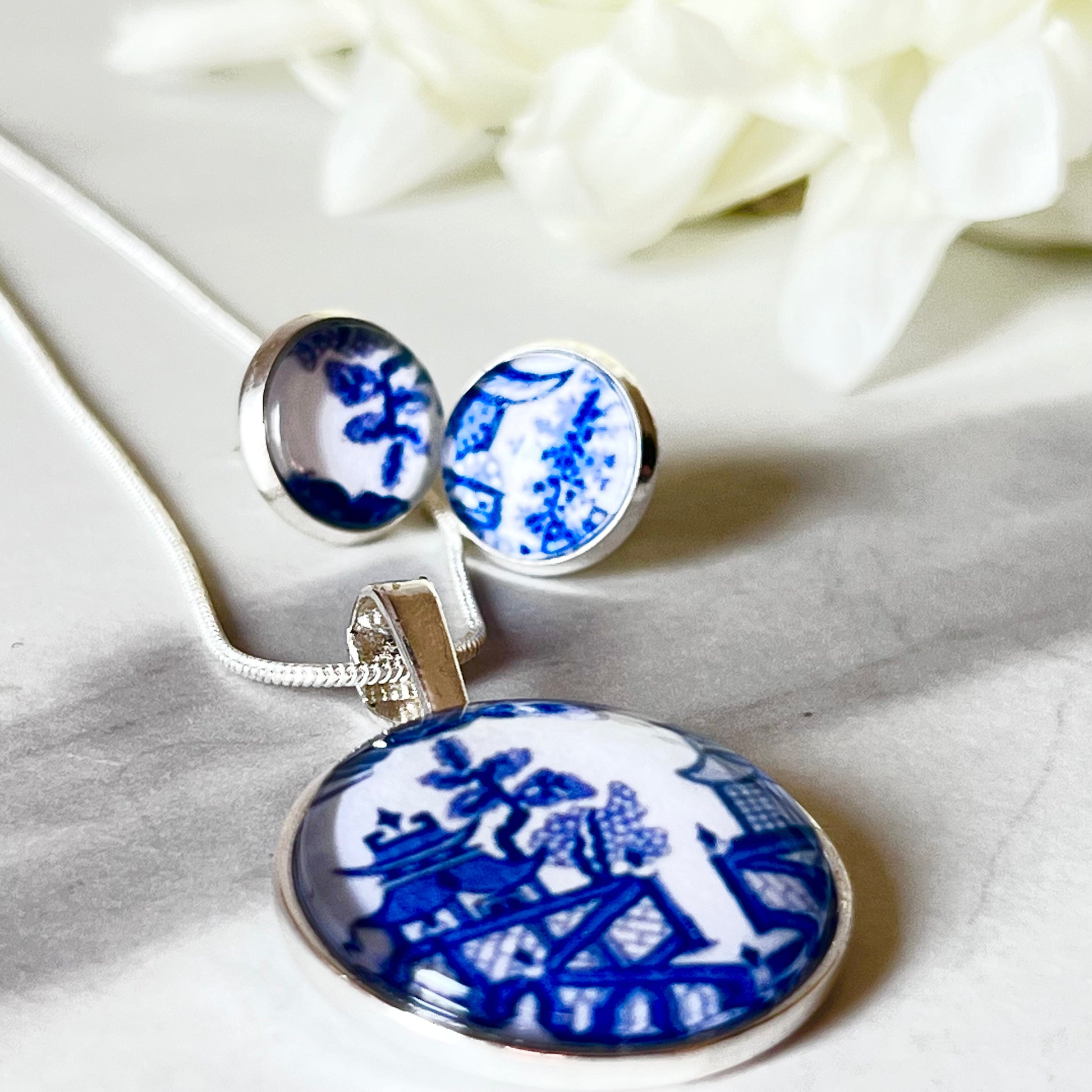 Willow 9th Anniversary Pendant & Earrings Jewellery Set Handmade-Pendant & Earrings-Handmadeanniversary-Handmade Anniversary