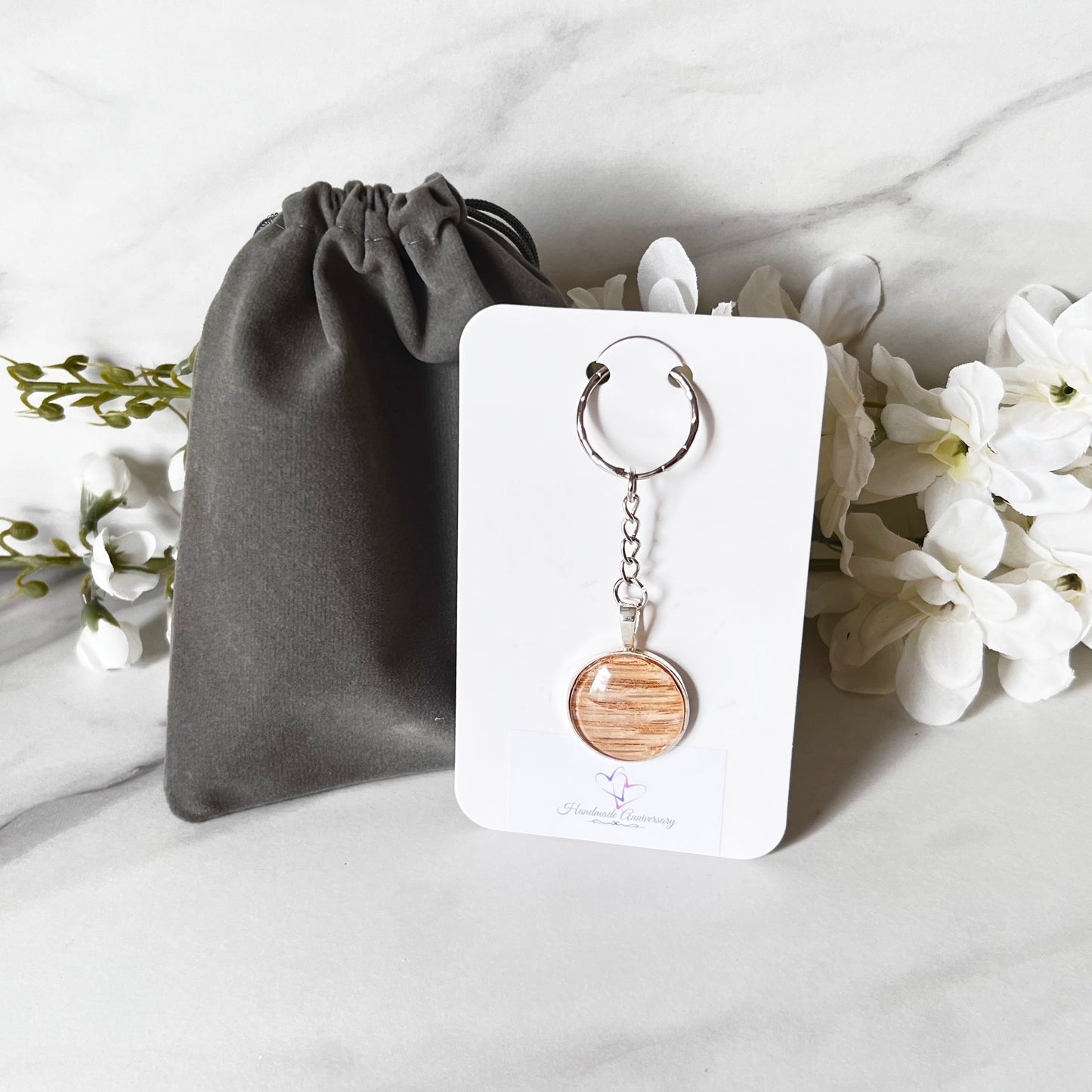 Wood 5th Anniversary Keyring Handmade-Keyring-Handmadeanniversary-Handmade Anniversary