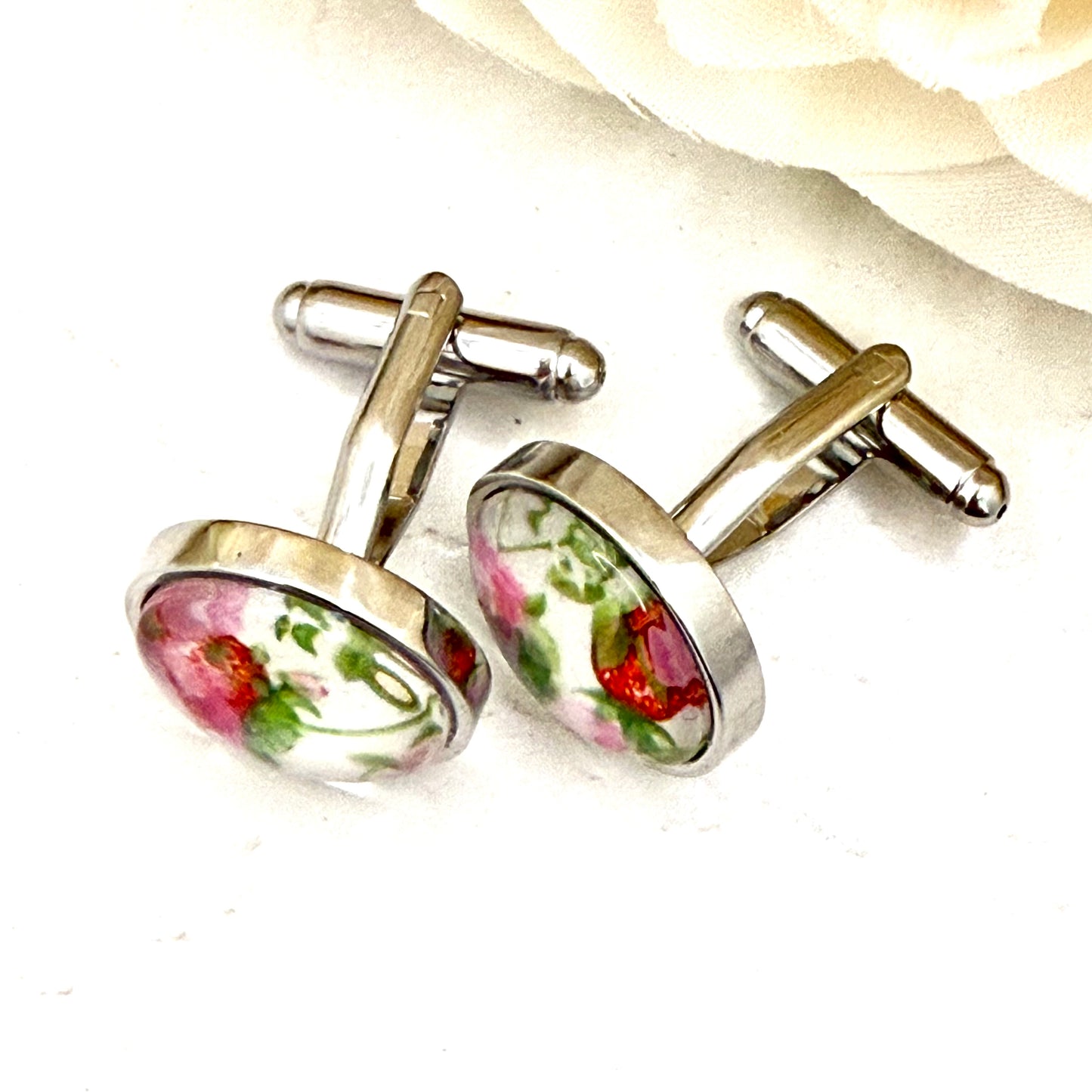 Fruit & Flower 4th Anniversary Cufflinks Handmade