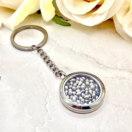 Double Sided Tin 10th Anniversary Keyring Handmade