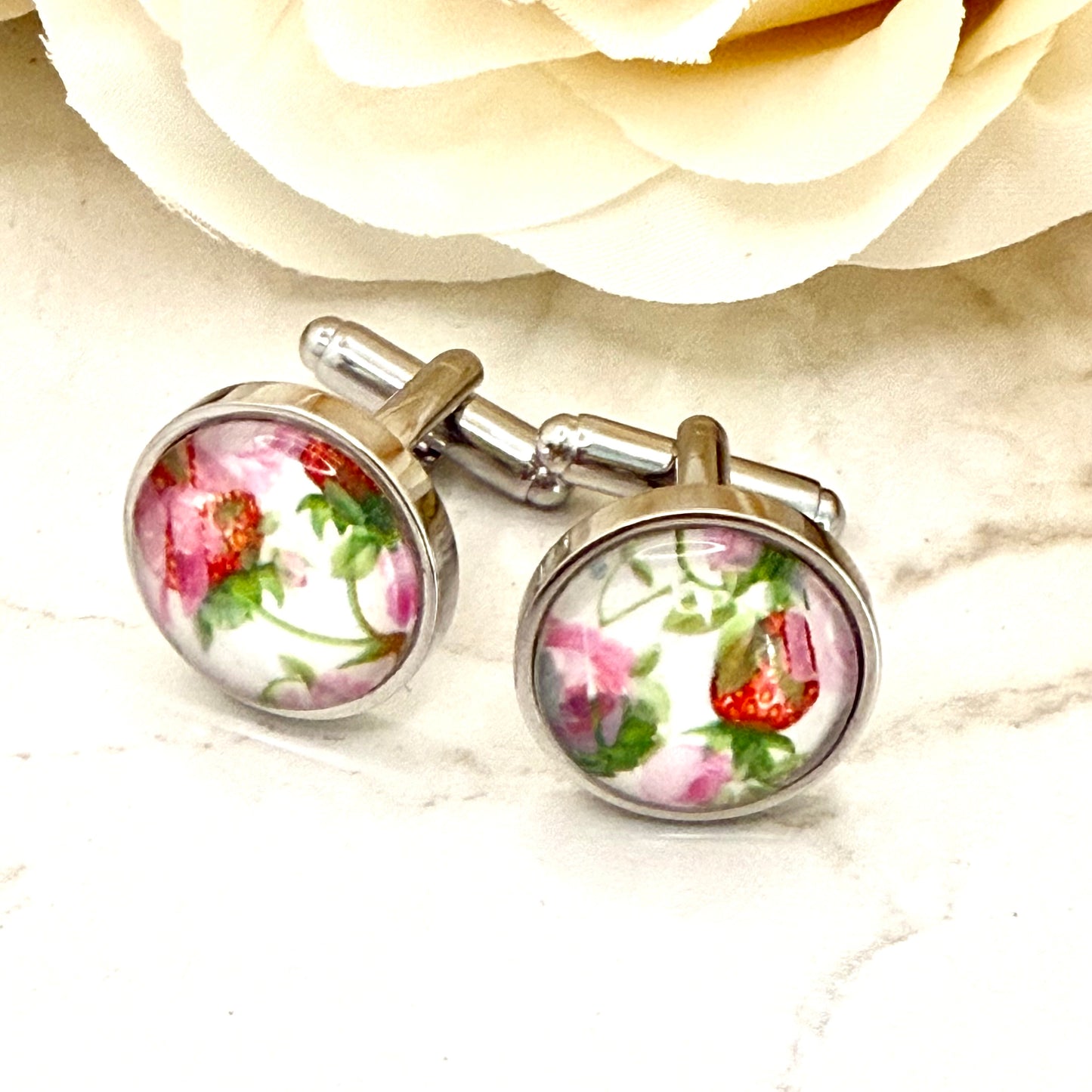 Fruit & Flower 4th Anniversary Cufflinks Handmade