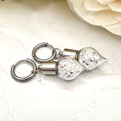 15th Anniversary Huggie Earrings – Genuine Primero AB Crystals | Elegant Crystal Drop Earrings