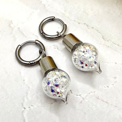 15th Anniversary Huggie Earrings – Genuine Primero AB Crystals | Elegant Crystal Drop Earrings