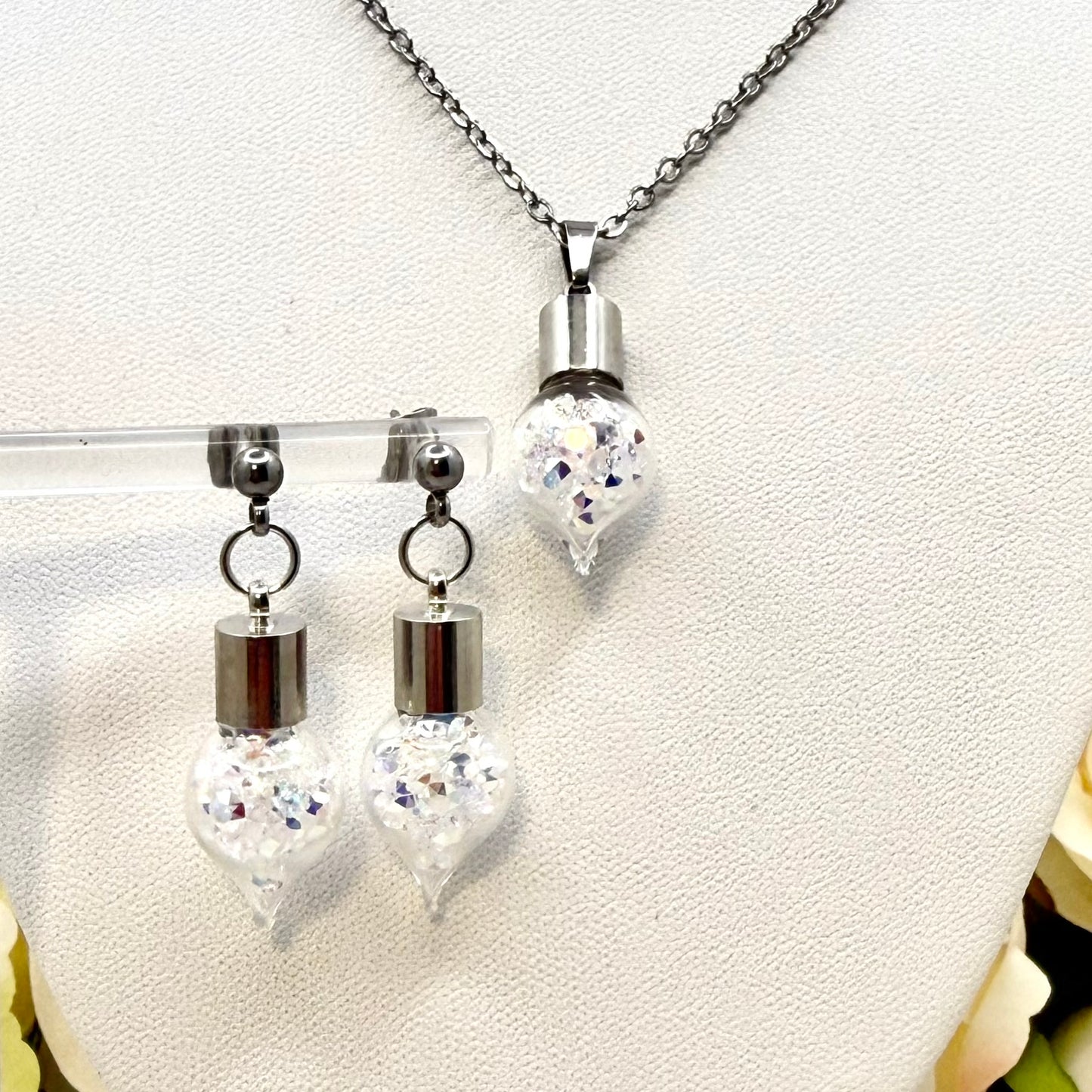 15th Anniversary Pendant & Earring Set – Genuine Primero AB Crystals | Choice of Stud or Huggie Earrings