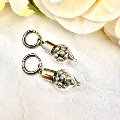 Sparkling Tin Anniversary Huggie Earrings Handmade