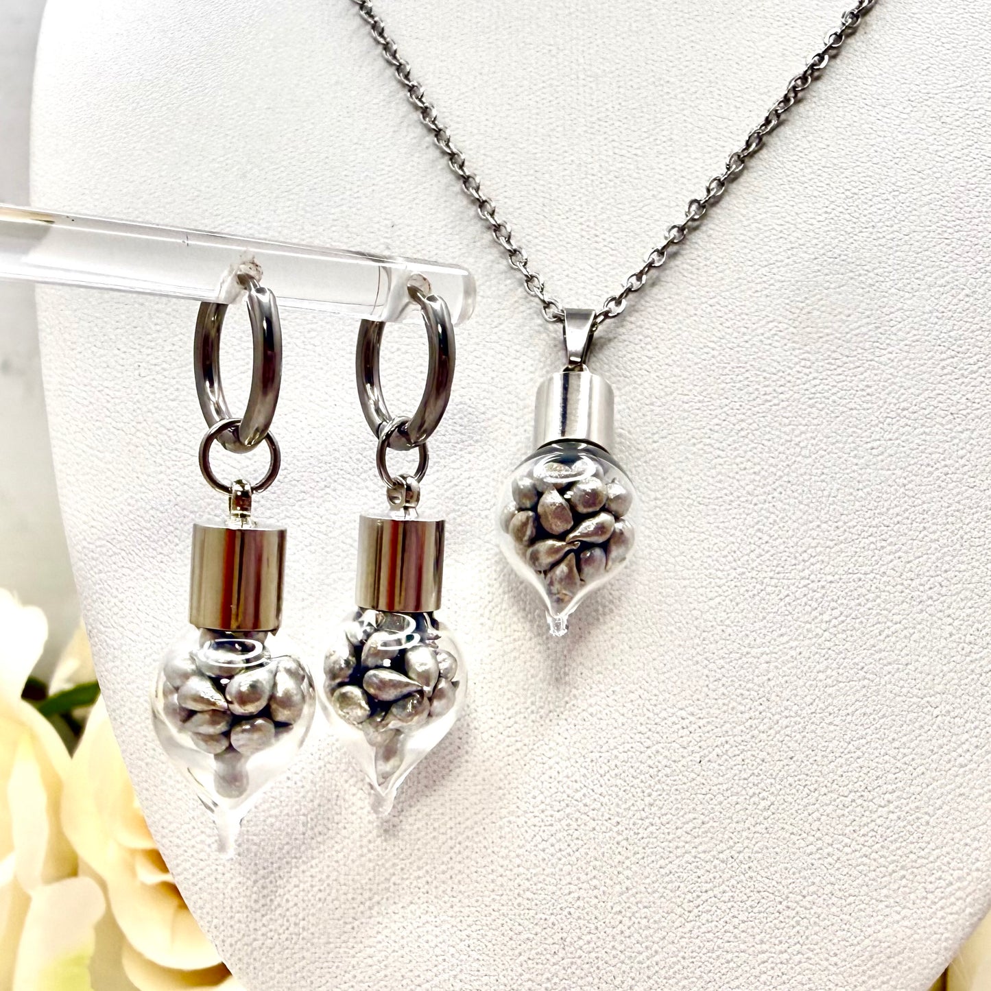 Sparkling Tin Anniversary Pendant & Earrings Jewellery Set