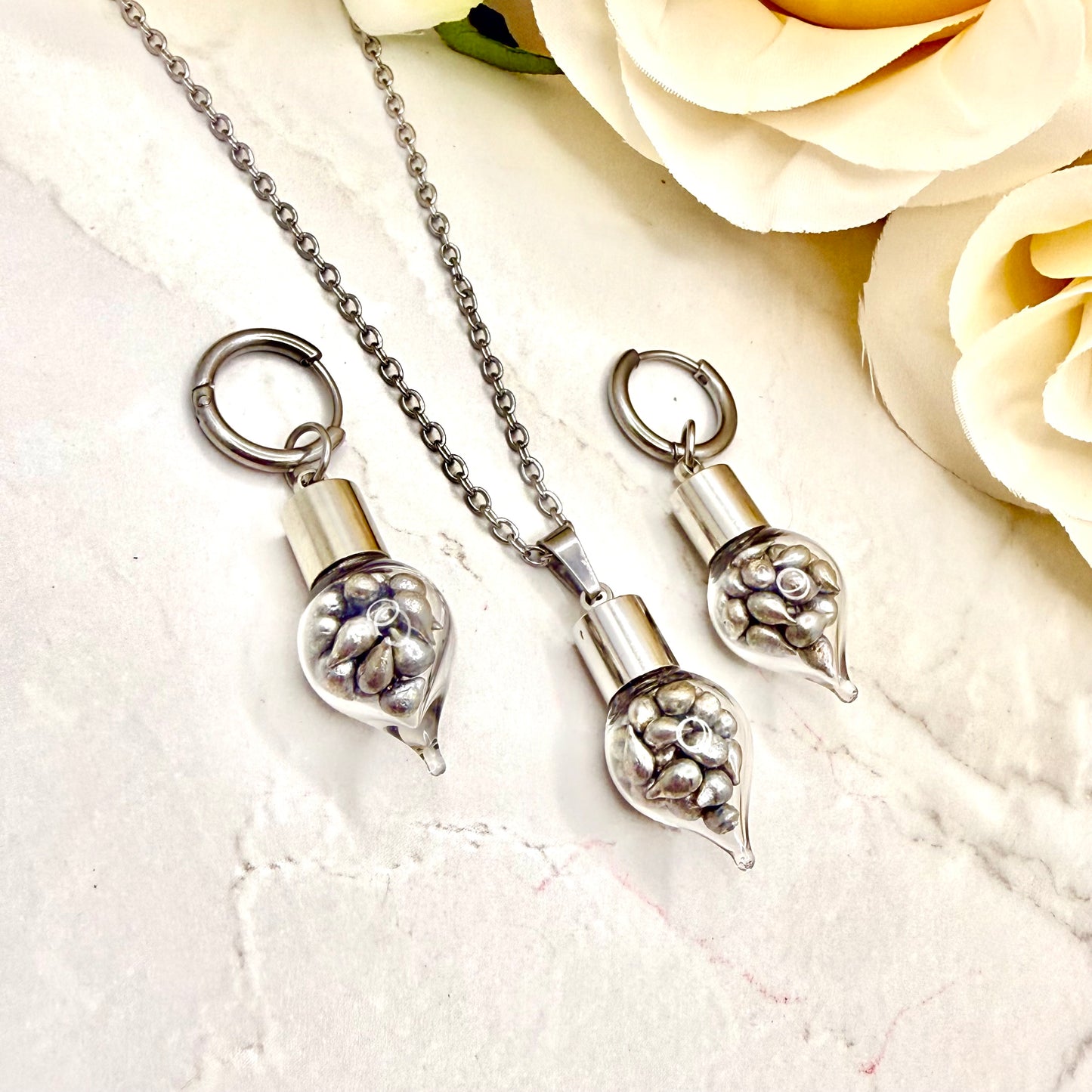 Sparkling Tin Anniversary Pendant & Earrings Jewellery Set