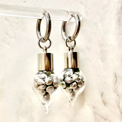 Sparkling Tin Anniversary Huggie Earrings Handmade