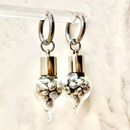 Sparkling Tin 10th Anniversary Huggie Earrings Handmade