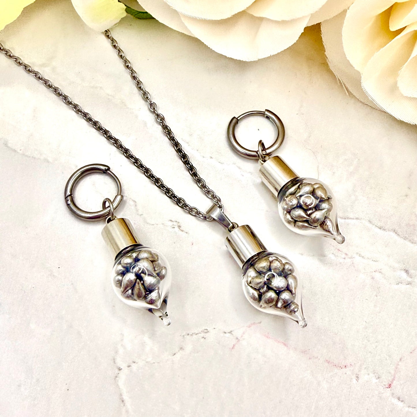 Sparkling Tin Anniversary Pendant & Earrings Jewellery Set