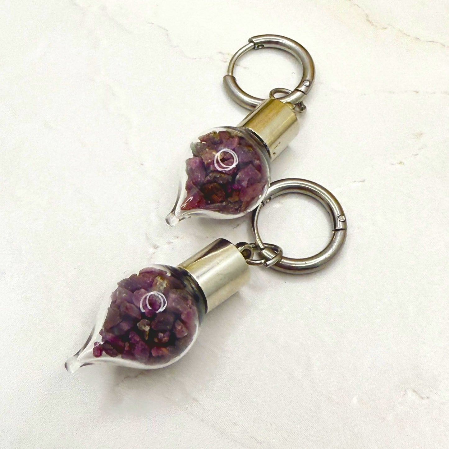 40th Anniversary Huggie Earrings – Natural Raw Ruby Shards | Romantic Ruby Gift for Her