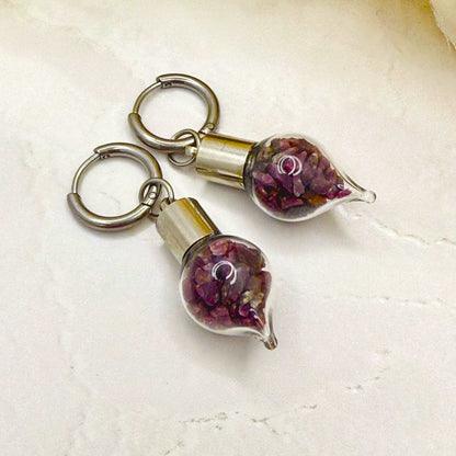 40th Anniversary Huggie Earrings – Natural Raw Ruby Shards | Romantic Ruby Gift for Her