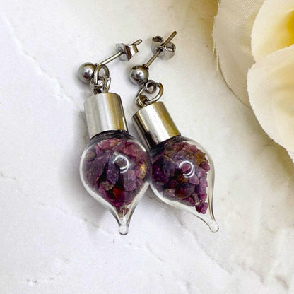 40th Anniversary Stud Drop Earrings – Natural Raw Ruby Shards | Elegant Ruby Gift for Her