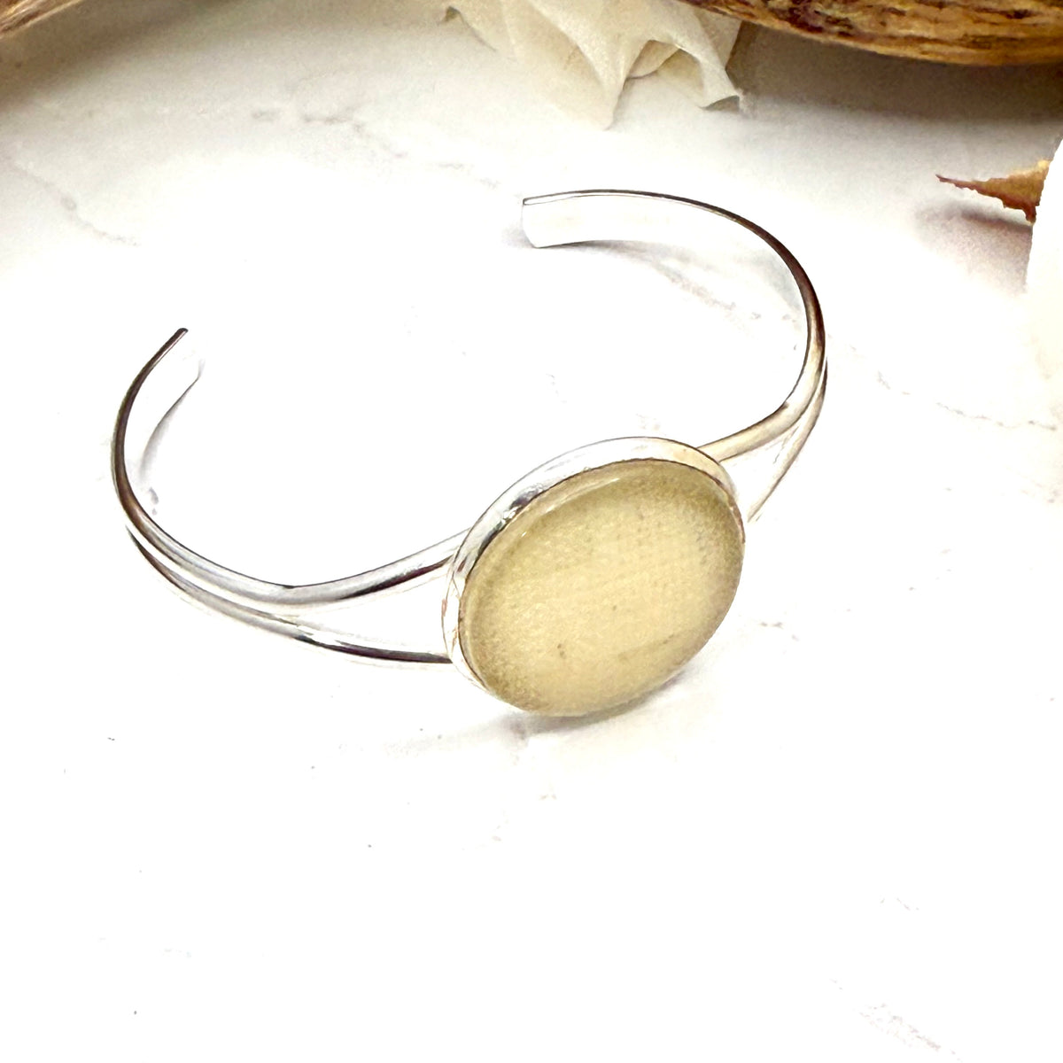 Linen 8th Anniversary Bangle Bracelet Handmade
