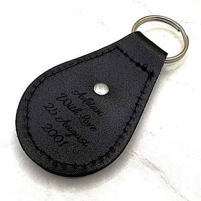 Silver 25th Anniversary Leather Key Fob Handmade