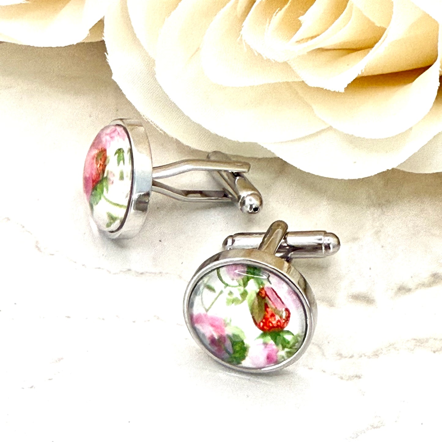 Fruit & Flower 4th Anniversary Cufflinks Handmade